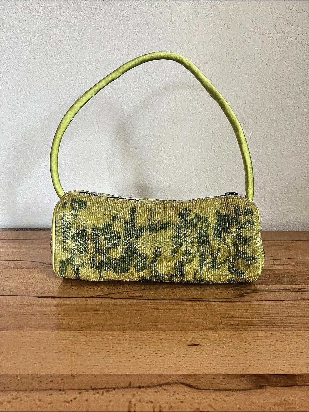 Free People Bailey Beaded Barrel Bag Green & Yellow NWT